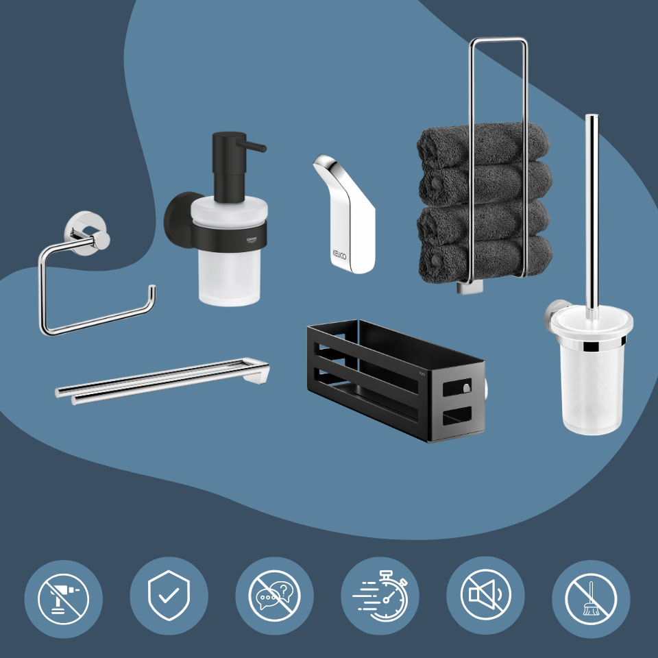 no-drill bathroom accessoires