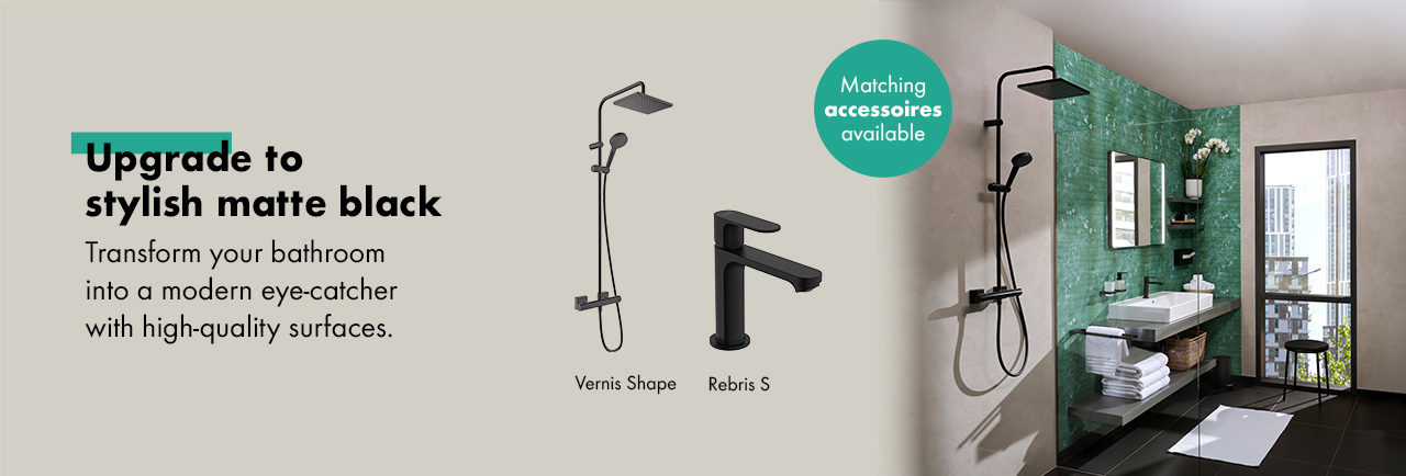 hansgrohe batrhroom products in matte black