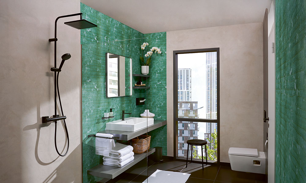 hansgrohe produits de salle de bain avec le noir mat &eacute;l&eacute;gant