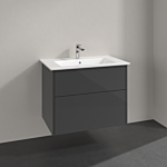 Villeroy &amp; Boch Finero washbasin with base cabinet 80 cm S00502FPR1 washbasin set, 2 drawers, Glossy Grey