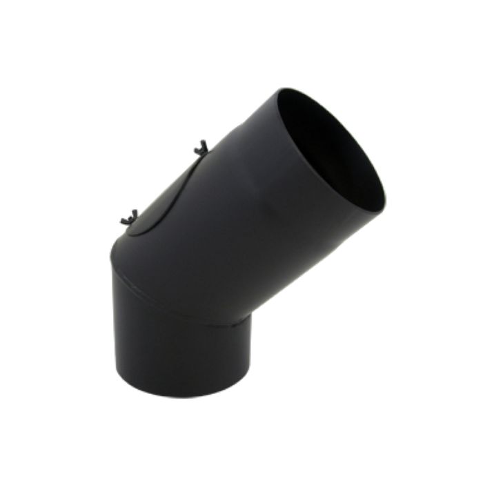 Bertrams ST-Pu Segmentbogen 08SBRV45-160L 45°, 160 mm, geschweißt, pulverbeschichtet, schwarz, Reinigungsöffnung 2