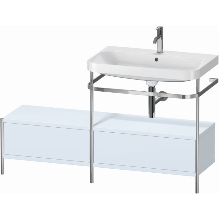 Combinaison lavabo Duravit Happy D.2 Plus HP4857O9797 140x49cm, avec console en métal, 1 trou pour robinetterie, finition satinée bleu clair