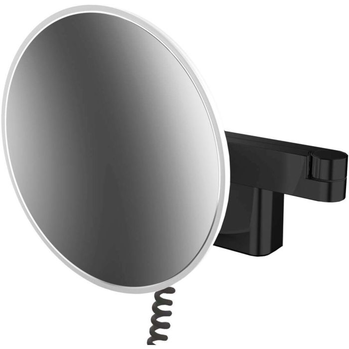 Emco evo LED rasage / Miroirs cosmétiques 109513346 noir, grossissement 3x, Ø 209 mm, rond, connecteur, système d'éclairage