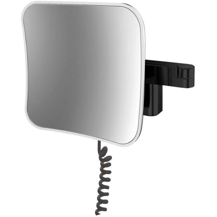 Emco evo LED rasage / Miroirs cosmétiques 109513353 noir, grossissement 5x, 209 mm, carré, prise, système d'éclairage