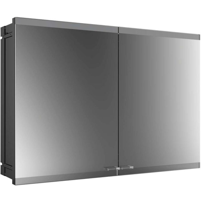 Emco Asis Evo armoire de toilette avec éclairage encastré 939713315 1000 x 700 mm, 2 portes, noir, avec système d'éclairage, sans chauffage des rétroviseurs