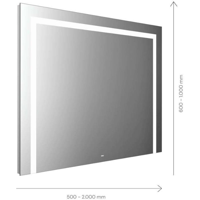 Miroir lumineux Emco Mi 220 LED 104050009000100 500 x 900 mm, avec 3 découpes lumineuses en haut, à droite et à gauche