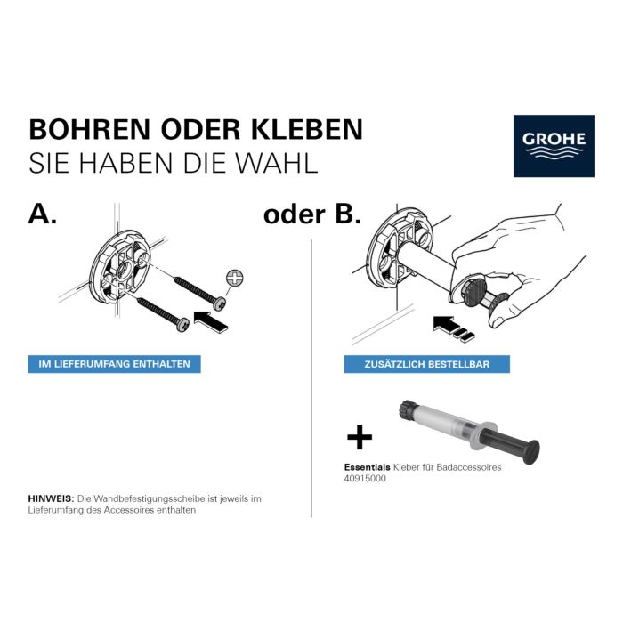 Grohe Essentials toilet paper holder 40367001, with lid