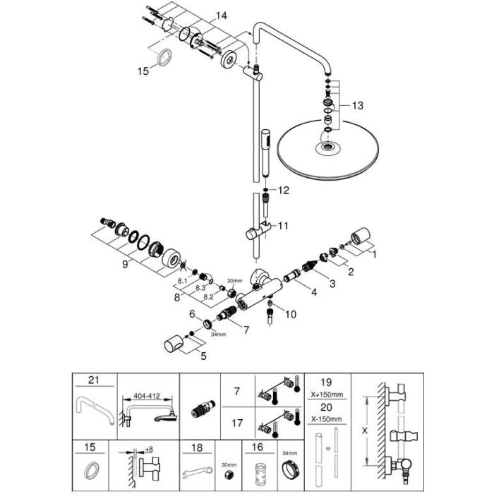 Grohe 27180000 Rainshower - Cale D'Épaisseur Pour Douche