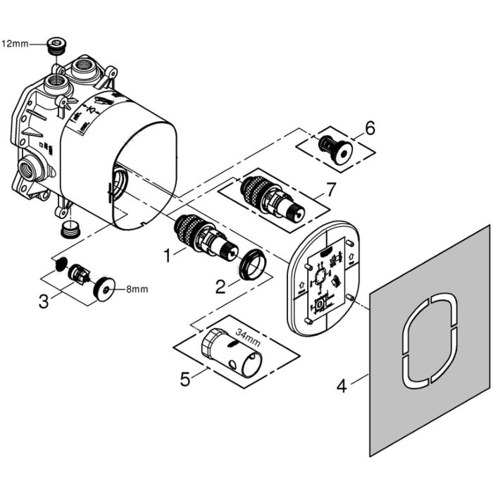 GROHE Toebehoren bovendeel voorinb.stopkr. 3 4 07150