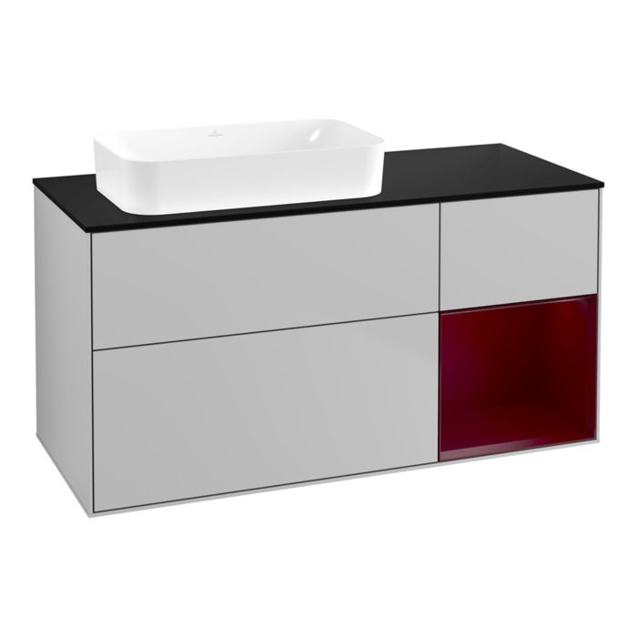 Villeroy und Boch Villeroy et Boch Finion Villeroy et Boch F692HBGJ 120x60.3x50.1cm, étagère à droite Peony , gris clair mat