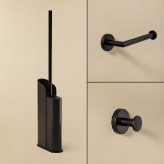 Cosmic Start Badaccessoires Set 3 in 1 schwarz  mit Flat Bürstengarnitur, Papierhalter und Haken