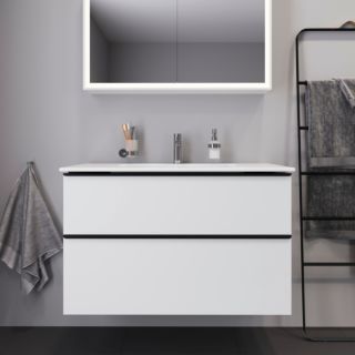 Duravit D-Neo vanity unit DE43630BD180000 101 x 46.2 cm, diamond black/white matt, 1 drawer, 1 pull-out
