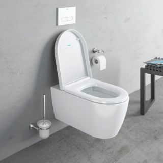 Duravit Me by Starck wall-mounted toilet set 45290900A11 with toilet seat, rimless, white WonderGliss