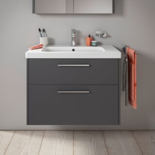 Duravit D-Code meuble sous-vasque DC4672010490000 , poignée chromée, graphite mat, suspendu, tiroirs 2, 784x555x460 mm