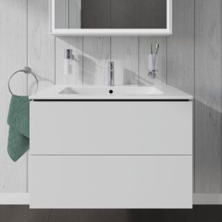 Duravit ME by Starck Waschtisch mit L-Cube Waschtischunterschrank 80cm, wei&szlig; matt