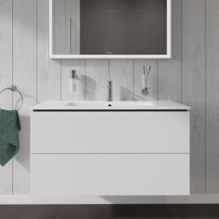 Duravit ME by Starck Waschtisch mit L-Cube Waschtischunterschrank 100 cm, wei&szlig; matt