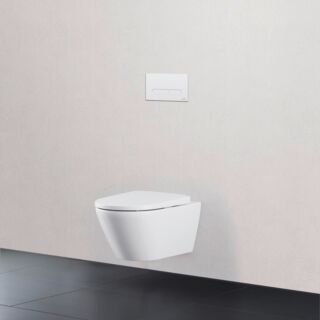 Duravit D-Neo wall-hung, deep-flush toilet set 45770900A1 with toilet seat and Durafix mounting system, rimless, white high gloss