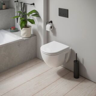 Ensemble WC suspendu Duravit D-Code 45150900A1, &agrave; chasse d'eau profonde, avec abattant, fermeture ralentie, sans bride, blanc brillant
