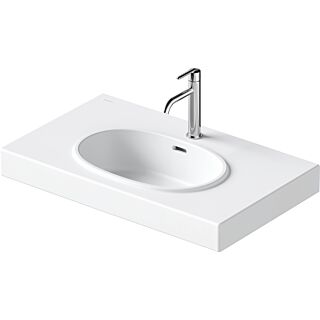 Duravit Balcoon Waschtisch 241280AC00 80 x 48 cm, wei&szlig; Seidenmatt, mit Hahnloch, &Uuml;berlauf, Hahnlochbank