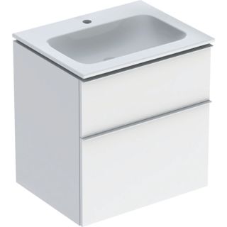 Geberit iCon Waschtisch mit Unterschrank 60 cm 502331011 Waschtisch-Set 60x63x48cm, wei&szlig;/KeraTect, Korpus wei&szlig; Hochglanz, Griff wei&szlig; matt