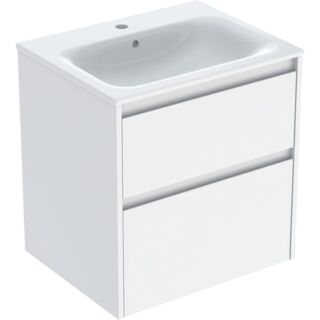 Ensemble lavabo Geberit Renova Plan 60 cm 504039011  Lavabo avec meuble sous-lavabo, bord fin, blanc (satin&eacute; brillant), 2 tiroirs