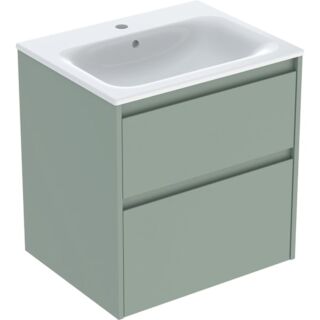 Geberit Renova Plan vanity unit 504039IK1, width 60cm, body/front sage green / lacquered satin finish, washbasin white