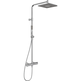 Hansa AURELIA Colonne de douche thermostatique 4719911380 , effet pluie, mural, 1 jet, carr&eacute;, Acier bross&eacute;