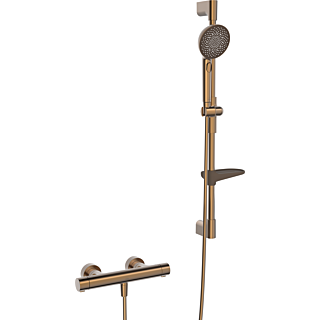 Hansa HANSAPRISMA syst&egrave;me de douche 4813042181 avec thermostat, montage mural, 770 mm, bronze bross&eacute;