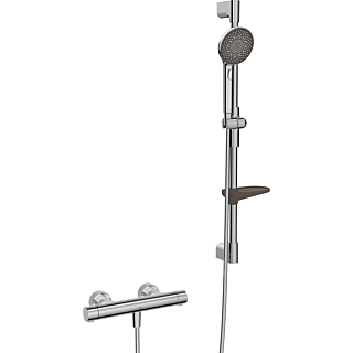 Hansa HANSAPRISMA syst&egrave;me de douche 48130421 avec thermostat, montage mural, 770 mm, chrom&eacute;