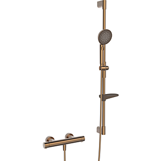 Hansa HANSAPRISMA syst&egrave;me de douche 4813043181 avec thermostat, montage mural, 970 mm, bronze bross&eacute;