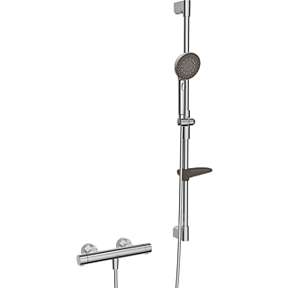 Hansa HANSAPRISMA syst&egrave;me de douche 48130431 avec thermostat, montage mural, 970 mm, chrom&eacute;