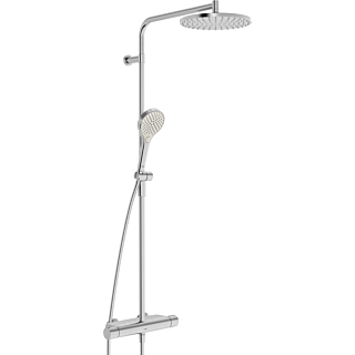Syst&egrave;me de douche Hansa Hansaviva 6515920180, douche de pluie, thermostat, fixation murale, acier bross&eacute;