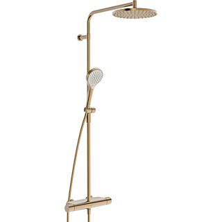 Syst&egrave;me de douche Hansa Hansaviva 6515920181, pommeau de douche effet pluie, thermostat, fixation murale, bronze bross&eacute;