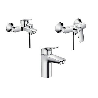 hansgrohe Logis Badarmaturen Set chrom, f&uuml;r Waschtisch, Dusche, Badewanne