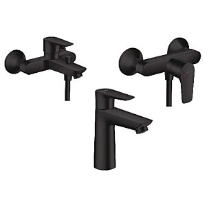 hansgrohe Talis E Badarmaturen Set schwarz, f&uuml;r Waschtisch, Wanne, Dusche