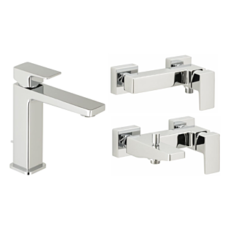 Herzbach Ceo Badarmaturen Set Waschtisch, Wanne, Dusche