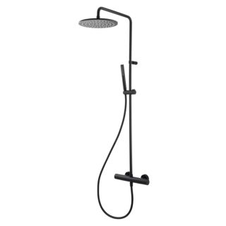 Herzbach Deep Black Duschs&auml;ule 23.988250.1.12 mit Brause-Aufputz-Thermostat, schwarz matt
