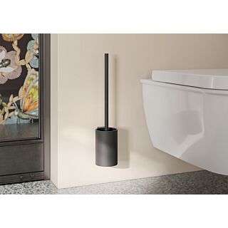 Hewi System 900 WC-B&uuml;rstengarnitur 900.20.00060 DC  aus Edelstahl, pulverbeschichtet, schwarz tiefmatt, &Oslash; 89mm, 400x108mm