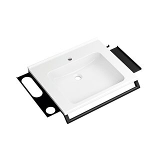 Hewi Mineralguss-Waschtisch 950.19.073DC 65x58cm, mit Haltegriff, 2 Ablagen, Haken, wei&szlig;, schwarz tiefmatt