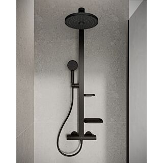 Ideal Standard Alu+ Duschsystem BD583XG  mit Ceratherm Thermostat, 2 Ablagen, Silk Black