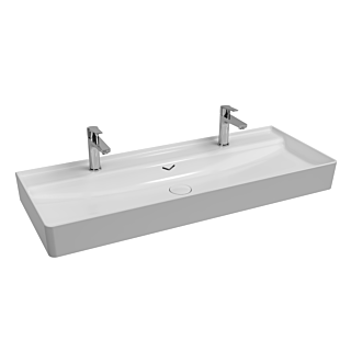 Lavabo Isvea Vea 10VA51121 deux trous de robinetterie, trop-plein, 121cm, blanc