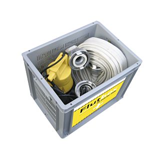 Jung Pumpen Flutbox komplett mit Pumpe JP09479 mit Feuerwehrschlauch und Beh&auml;lter, Tauchpumpe, f&uuml;r Hochwasser