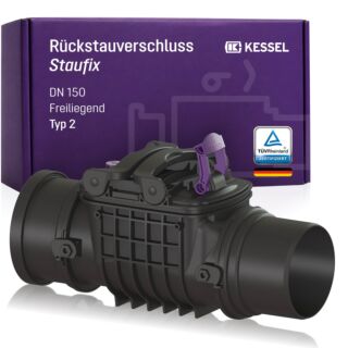 Kessel Clapet anti-retour Staufix 730150 DN 150, avec 2 clapets en plastique, conduite d'eaux us&eacute;es apparente