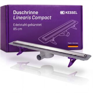 Caniveau de douche Kessel Linearis Compact 45600.64M, caniveau plat pour douches sans seuil, 850 mm, avec collerette d'&eacute;tanch&eacute;it&eacute; et corps de caniveau.