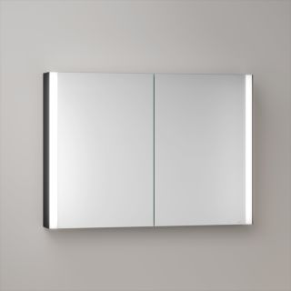 KEUCO Somaris Spiegelschrank mit Beleuchtung 14503372100 100 x 71 x 12,7 cm, schwarz matt, 2 T&uuml;ren, Wandvorbau