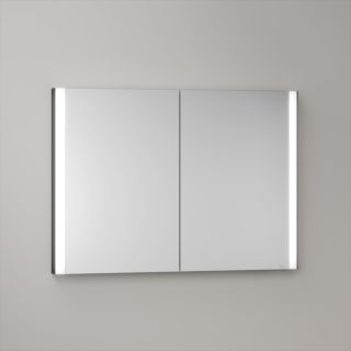 KEUCO Somaris Spiegelschrank mit Beleuchtung 14513372100 100 x 71 x 11,5 cm, schwarz matt, 2 T&uuml;ren, Wandeinbau