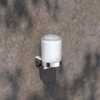 KEUCO AVENO Seifenspender 14652019000 mit satiniertem St&uuml;lpglas, zum Kleben/Schrauben, chrom/wei&szlig;