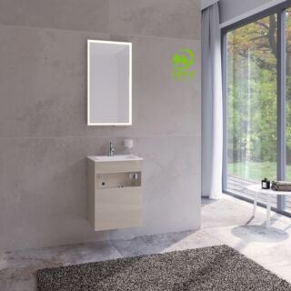 Keuco Stageline Waschtisch-Unterschrank 32822180002 Dekor Cashmere, Glas Cashmere klar, 46x62,5x38cm, ohne Elektrik, rechts