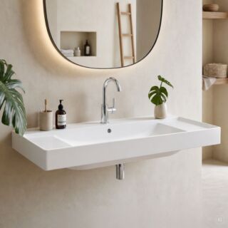 CARLDIX x LAUFEN Lavabo 60 cm A91002006001  Blanc, 600 x 460 mm, avec trop-plein et plage de robinetterie, mural