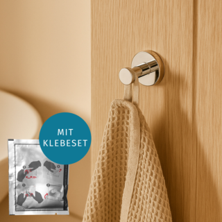 AquaCraft 100 Towel Hooks, No Drilling, Adhesive Mounting, Including Adhesive Kit, Chrome